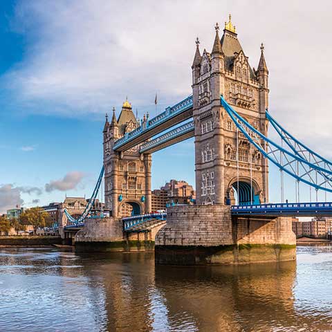 View of London and the Thames river on an escorted Great Britain vacation