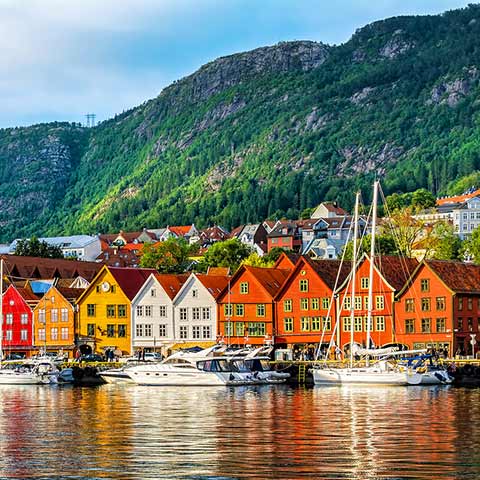 View of the Norwegian coastline on an escorted Norway vacation