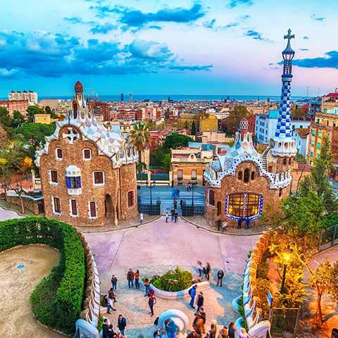 View of Barcelona's famous Park Guel on an escorted Spain vacation